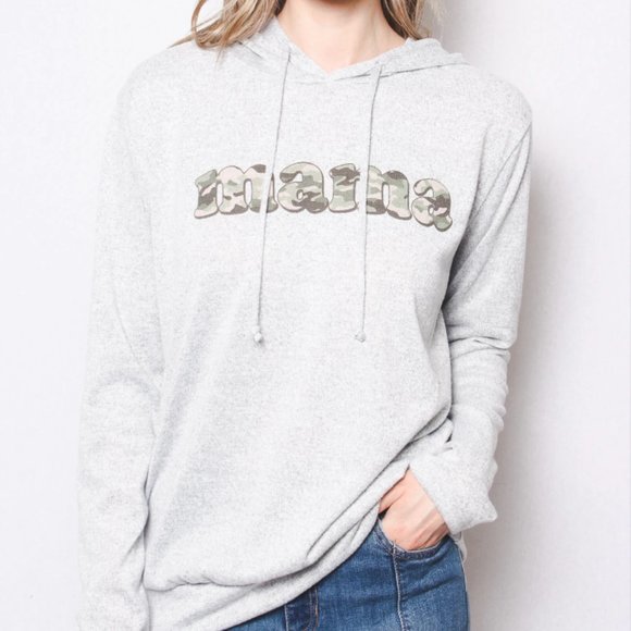 Tops - Women's 'MAMA' Camo Print Comfy Hoodie